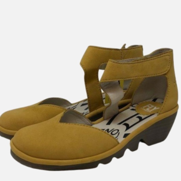 Fly London Women’s PATS801FLY Wedge Shoe Golden Yellow Size 38 Boho Travel Comfy - Picture 1 of 11